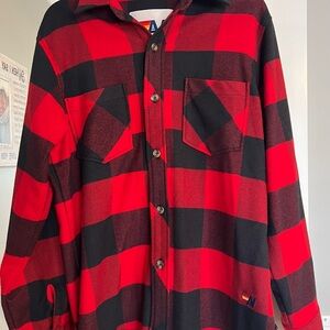 Aviator Nation Red and Black Plaid Long Sleeve Flannel Shirt M